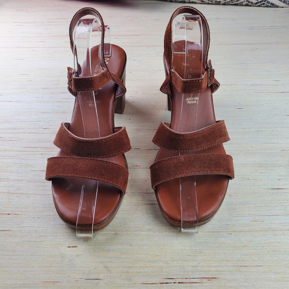 MARIELLA | Leather Strappy | Camel | Block Heel Sandals | Size 8